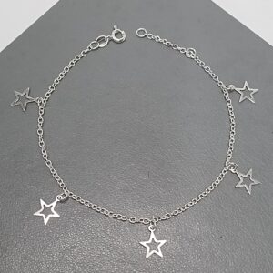 Pulseira De Prata Montagem 5 Estrela Vazada Pendente Fio