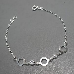 Pulseira De Prata 2 Zirconia 3 Moedas Vazadas Meio