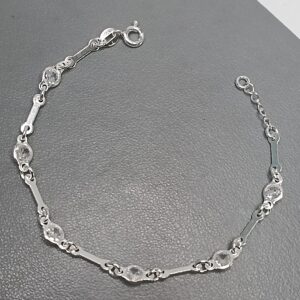 Pulseira De Prata Infantil Fio De Zirconia Com Chapinhas