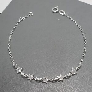 Pulseira De Prata 5 Zirconia Estrela Meio Cod:MD