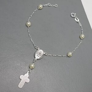 Pulseira De Prata Terço Perola Cod:MD