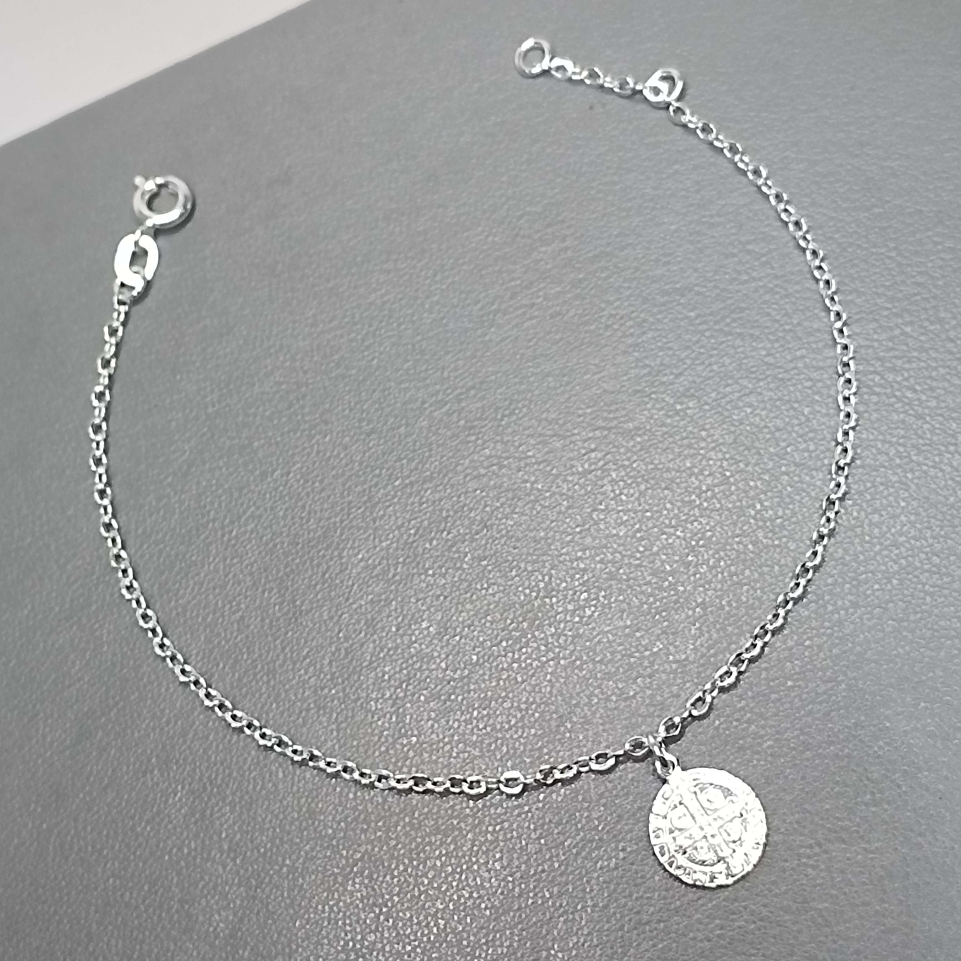 Pulseira De Prata Montagem Medalha São Bento Meio Pendente Cod:PU-129