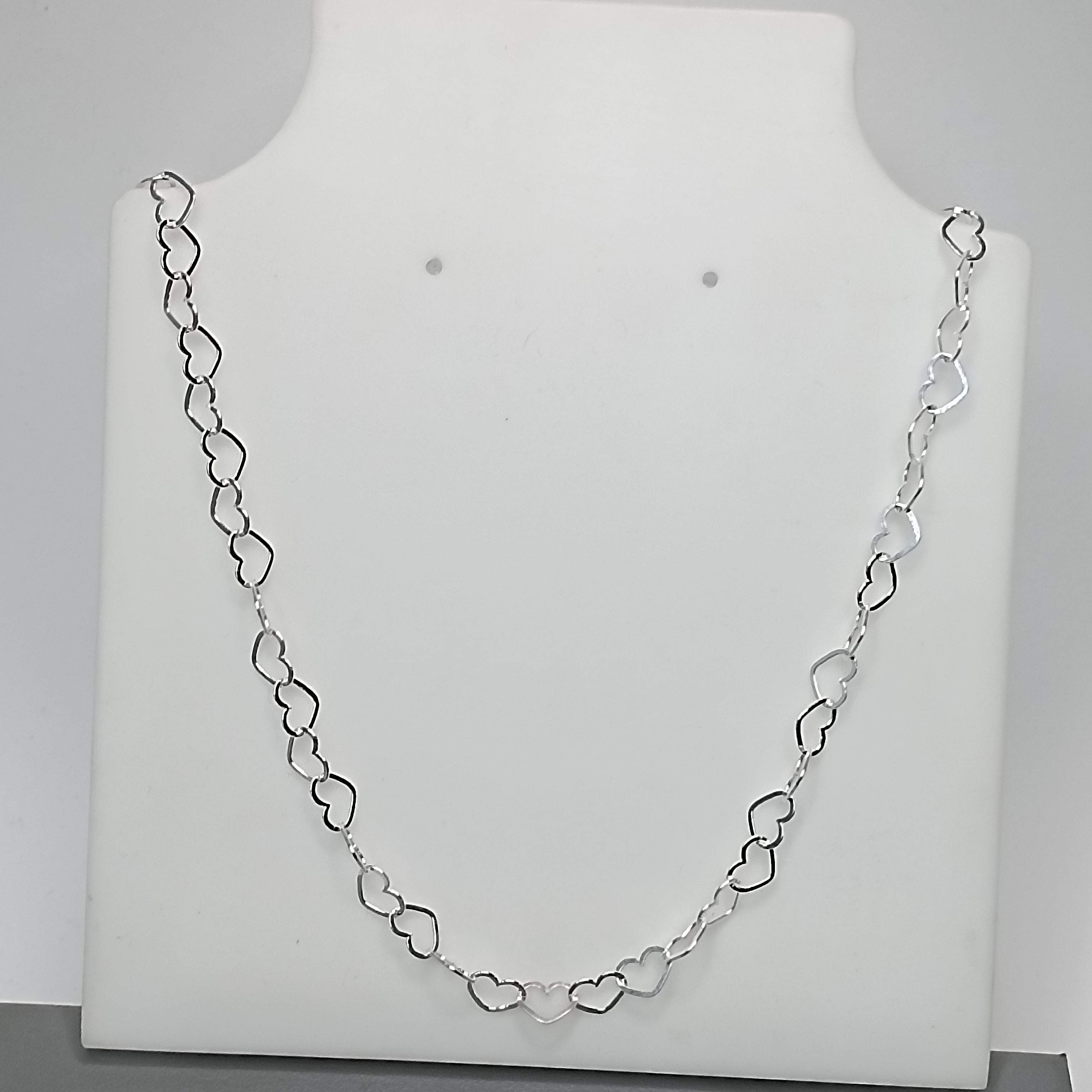 Gargantilha De Prata Elo Coração 8mm 45cm